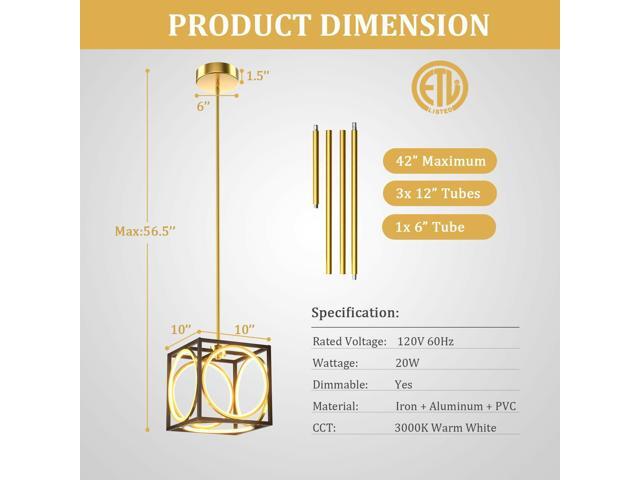 SlickBlue Modern LED Pendant Light with 42 Inches Adjustable Suspender