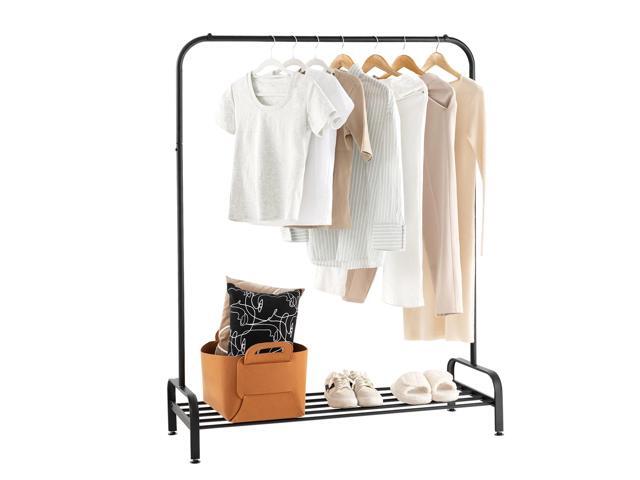 SlickBlue Heavy Duty Clothes Stand Rack with Top Rod and Lower Storage Shelf