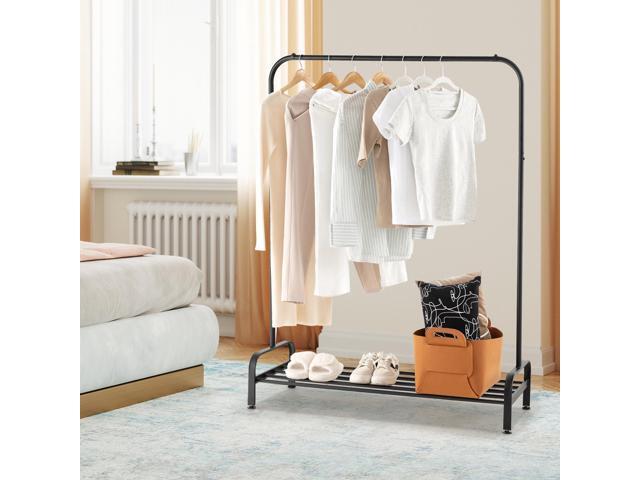 SlickBlue Heavy Duty Clothes Stand Rack with Top Rod and Lower Storage Shelf