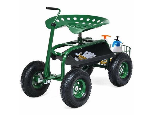 SlickBlue Extendable Handle Garden Cart Rolling Wagon Scooter