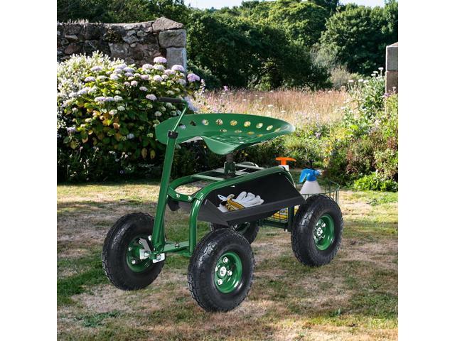 SlickBlue Extendable Handle Garden Cart Rolling Wagon Scooter
