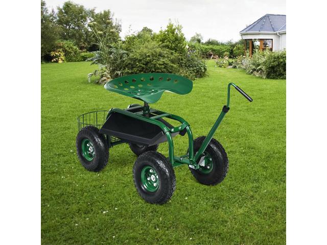 SlickBlue Extendable Handle Garden Cart Rolling Wagon Scooter