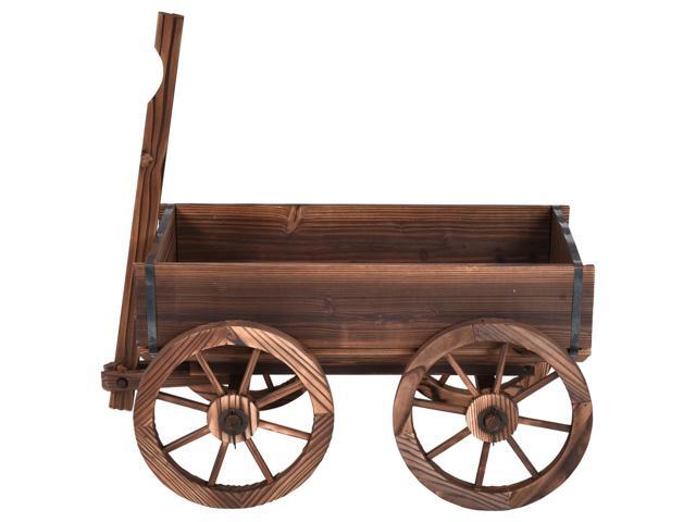 SlickBlue Wood Wagon Planter Pot Stand with Wheels