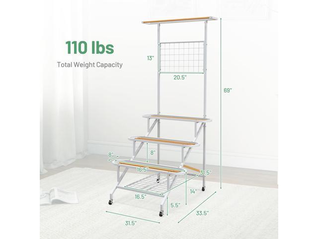 SlickBlue 4-Tier Hanging Plant Stand with Hanging Bar