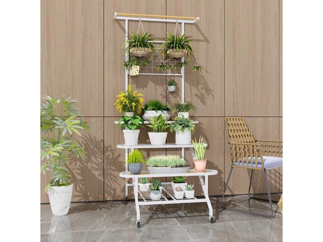 SlickBlue 4-Tier Hanging Plant Stand with Hanging Bar