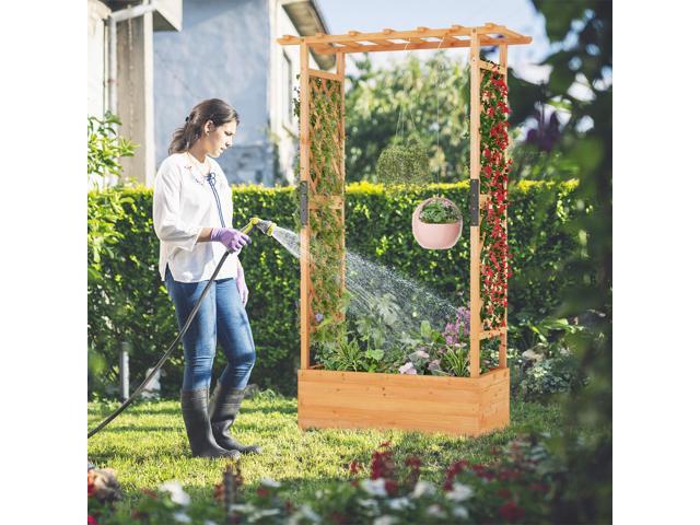 SlickBlue Raised Garden Bed with Arch Trellis