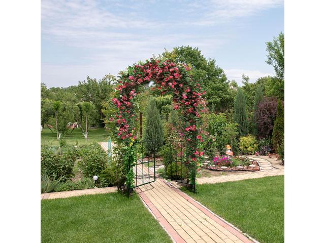 SlickBlue Garden Arch Arbor Trellis with Gate Patio Plant Stand Archway
