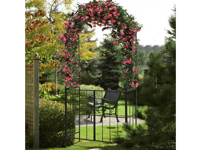SlickBlue Garden Arch Arbor Trellis with Gate Patio Plant Stand Archway