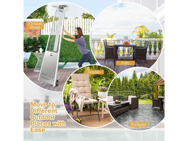 SlickBlue 42 000 BTU Stainless Steel Pyramid Patio Heater With Wheels
