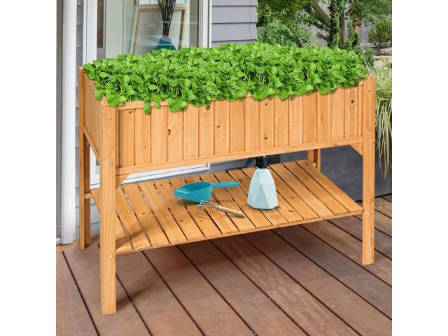 SlickBlue Wooden Elevated Planter Box Shelf Suitable for Garden Use