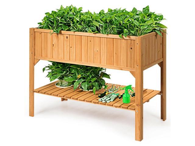 SlickBlue Wooden Elevated Planter Box Shelf Suitable for Garden Use