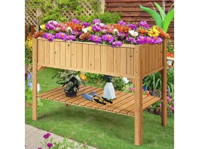 SlickBlue Wooden Elevated Planter Box Shelf Suitable for Garden Use