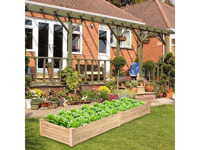 SlickBlue Wooden Vegetable Raised Garden Bed for Backyard Patio Balcony