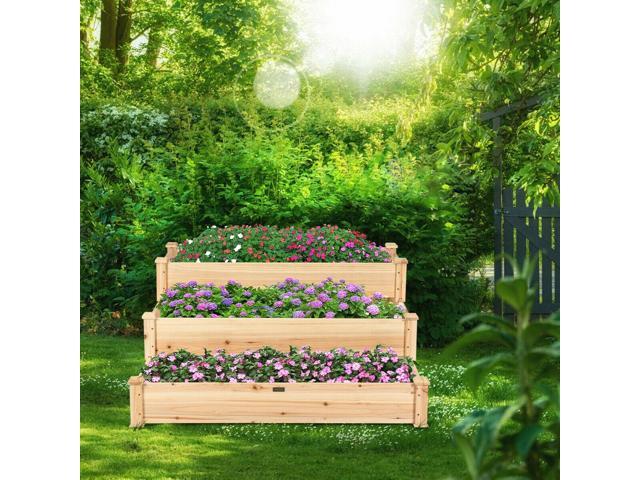 SlickBlue 3 Tier Elevated Wooden Vegetable Garden Bed
