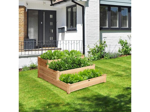 SlickBlue 3 Tier Elevated Wooden Vegetable Garden Bed