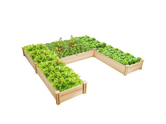 SlickBlue U-Shaped Wooden Garden Raised Bed for Backyard and Patio