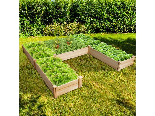 SlickBlue U-Shaped Wooden Garden Raised Bed for Backyard and Patio