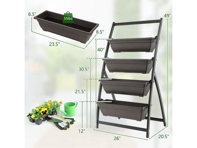 SlickBlue 4-Tier Vertical Raised Garden Bed with 4 Containers and Drainage Holes