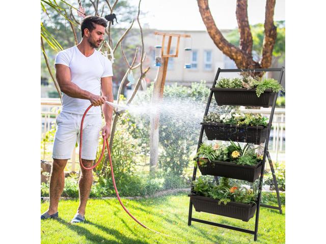 SlickBlue 4-Tier Vertical Raised Garden Bed with 4 Containers and Drainage Holes
