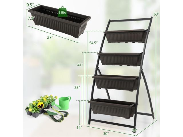 SlickBlue 4-Tier Vertical Raised Garden Bed with 4 Containers and Drainage Holes