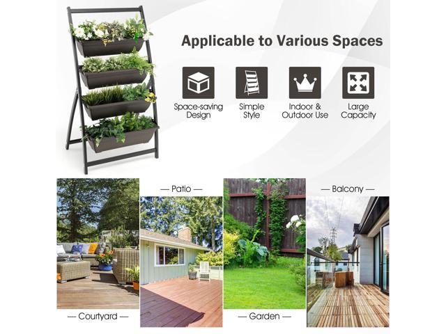 SlickBlue 4-Tier Vertical Raised Garden Bed with 4 Containers and Drainage Holes