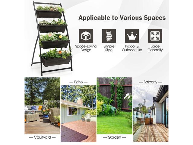 SlickBlue 4-Tier Vertical Raised Garden Bed with 4 Containers and Drainage Holes
