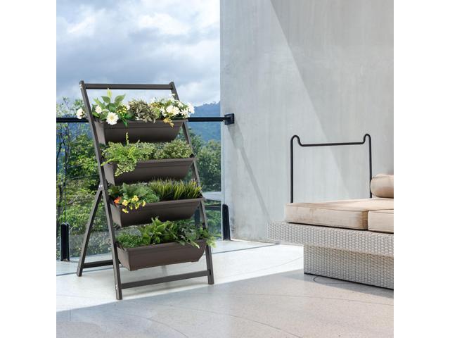 SlickBlue 4-Tier Vertical Raised Garden Bed with 4 Containers and Drainage Holes