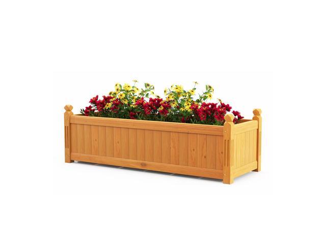 SlickBlue Wooden Rectangular Garden Bed with Drainage System