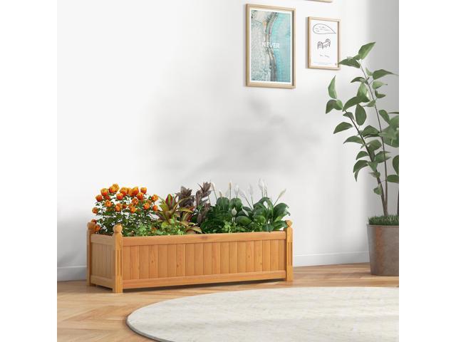SlickBlue Wooden Rectangular Garden Bed with Drainage System