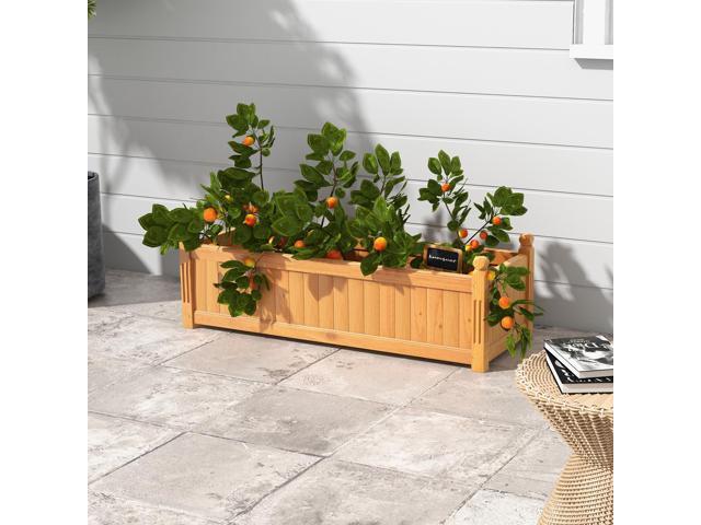SlickBlue Wooden Rectangular Garden Bed with Drainage System