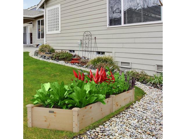 SlickBlue Wooden Raised Garden Bed Outdoor for Vegetables Flowers Fruit