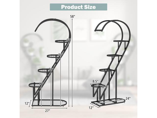 SlickBlue 5 Tier Metal Plant Stand with Hanging Hook for Multiple Plants