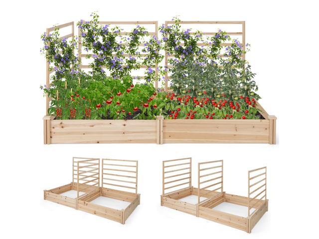 SlickBlue Raised Garden Bed with 2 Planter Boxes and 3 Trellis