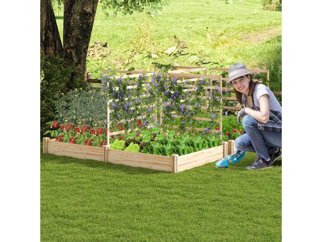 SlickBlue Raised Garden Bed with 2 Planter Boxes and 3 Trellis