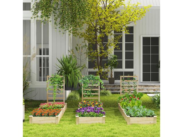 SlickBlue Raised Garden Bed with Planter Box and Trellis