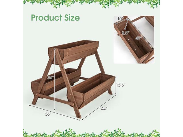 SlickBlue Vertical Raised Garden bed with 3 Wooden Planter Boxes-L
