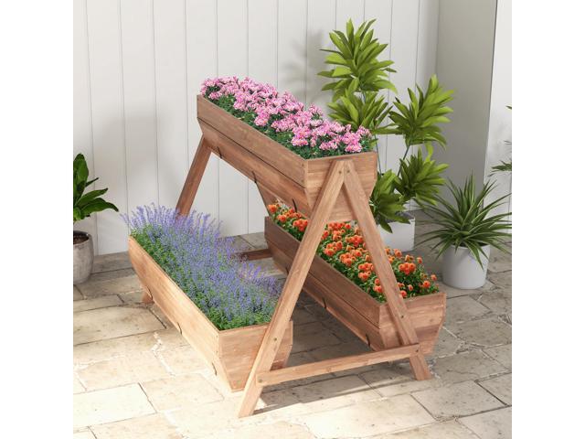SlickBlue Vertical Raised Garden bed with 3 Wooden Planter Boxes-L