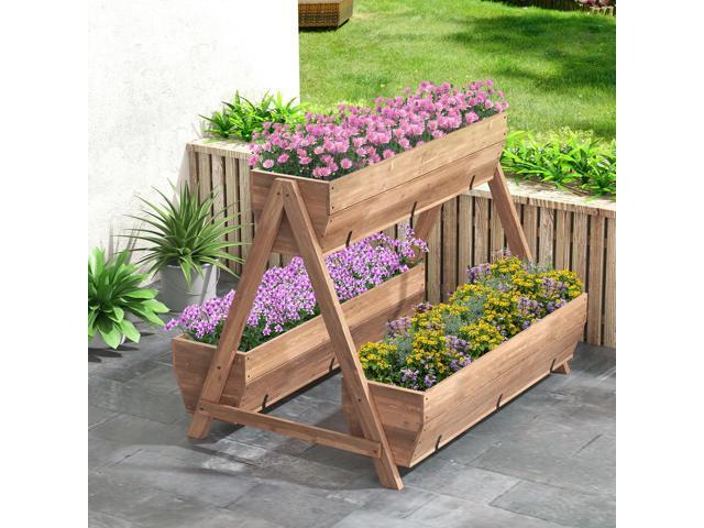 SlickBlue Vertical Raised Garden bed with 3 Wooden Planter Boxes-L