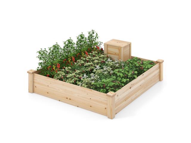 SlickBlue 49' x 49' x 10' Raised Garden Bed with Compost Bin and Open-ended Bottom-Natural