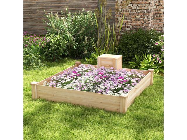 SlickBlue 49' x 49' x 10' Raised Garden Bed with Compost Bin and Open-ended Bottom-Natural