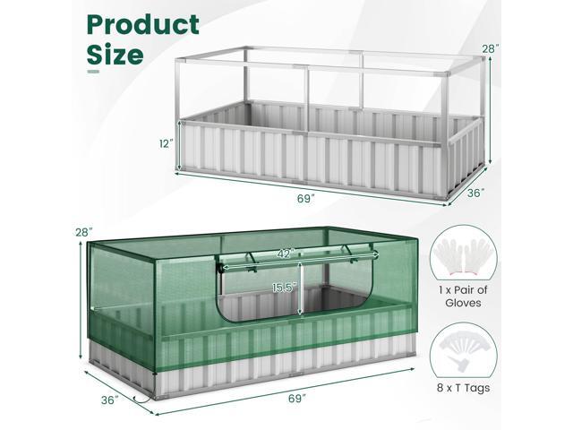 SlickBlue Galvanized Raised Garden Bed with Greenhouse Cover