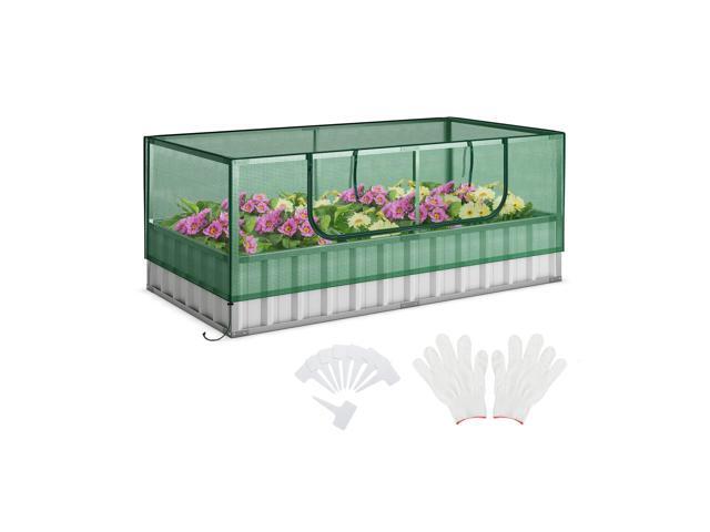 SlickBlue Galvanized Raised Garden Bed with Greenhouse Cover