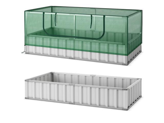 SlickBlue Galvanized Raised Garden Bed with Greenhouse Cover