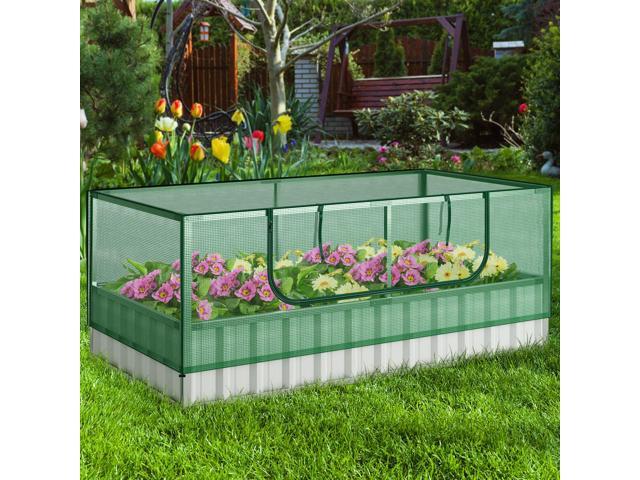 SlickBlue Galvanized Raised Garden Bed with Greenhouse Cover