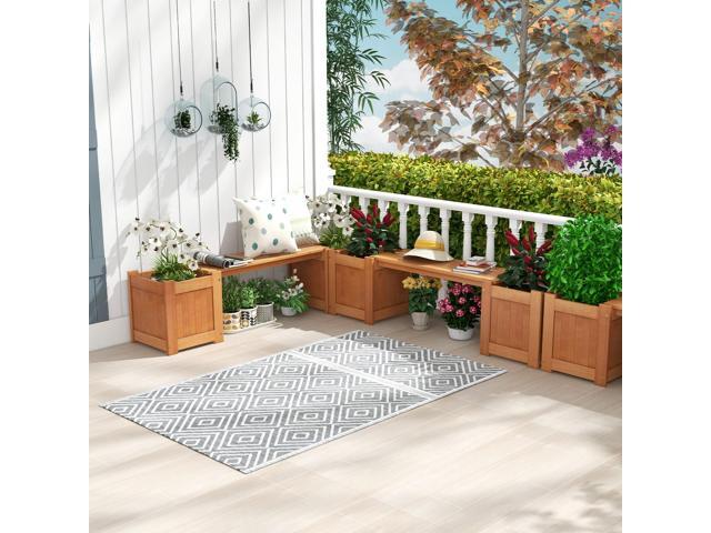 SlickBlue Hardwood Planter Box with Bench for Garden Yard Balcony