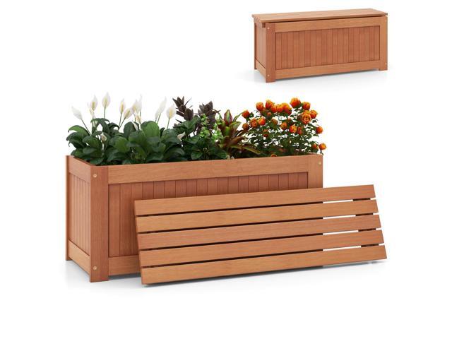 SlickBlue Outdoor Plant Container with Seat for Garden Yard Balcony Deck