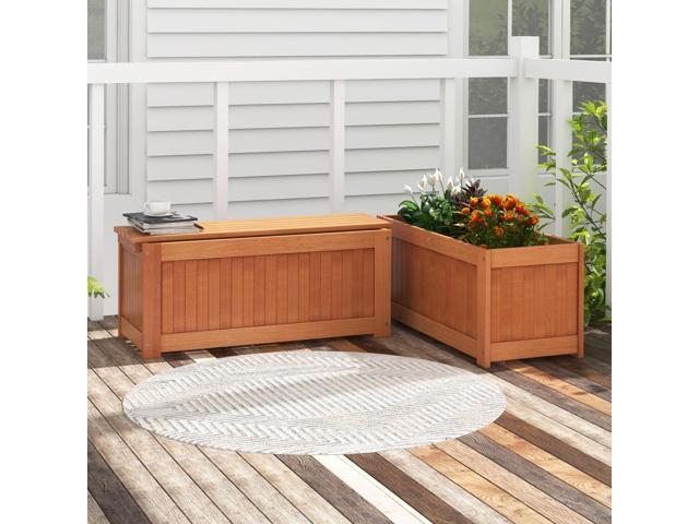 SlickBlue Outdoor Plant Container with Seat for Garden Yard Balcony Deck
