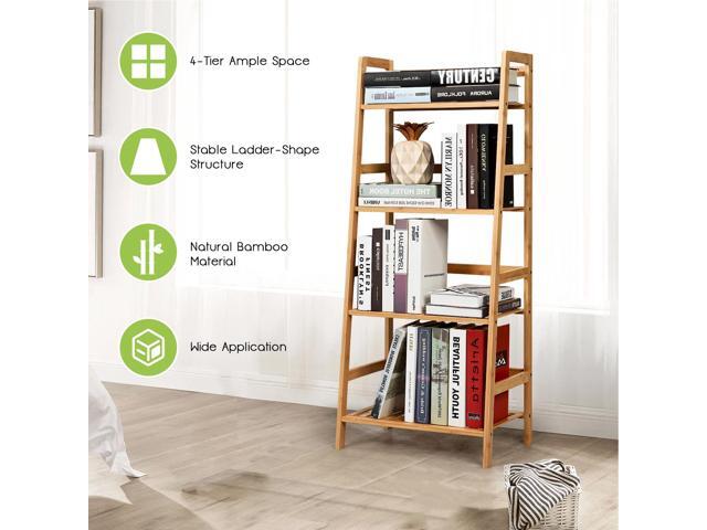 SlickBlue 4-Tier Bamboo Plant Rack with Guardrails Stable and Space-Saving