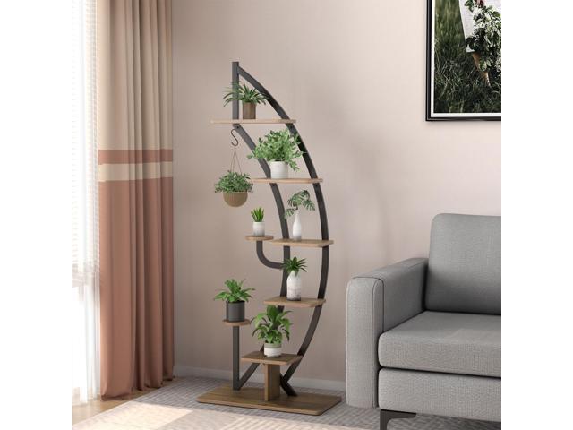 SlickBlue 6-Tier 9 Potted Metal Plant Stand Holder Display Shelf with Hook