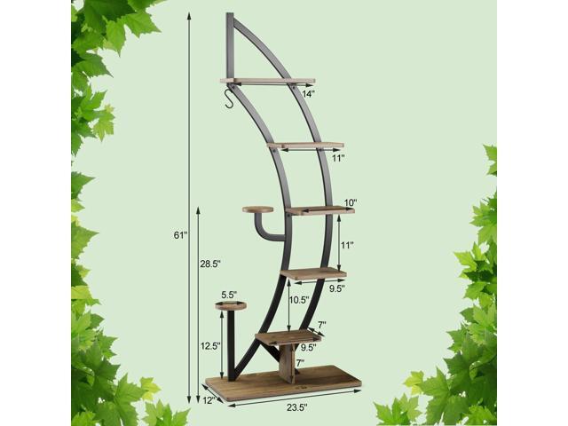 SlickBlue 6-Tier 9 Potted Metal Plant Stand Holder Display Shelf with Hook